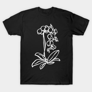 Line Art Orchid in White T-Shirt